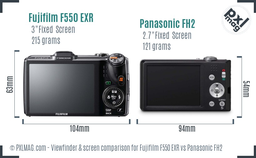 Fujifilm F550 EXR vs Panasonic FH2 Screen and Viewfinder comparison