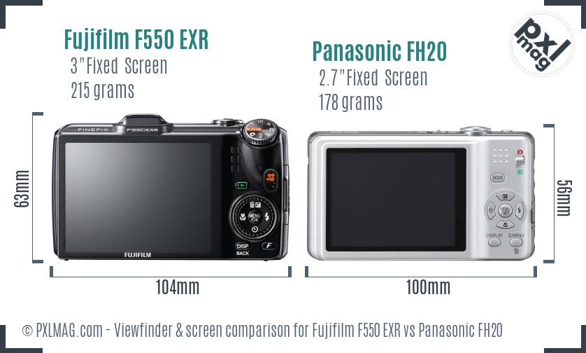 Fujifilm F550 EXR vs Panasonic FH20 Screen and Viewfinder comparison