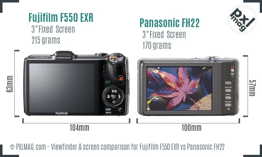 Fujifilm F550 EXR vs Panasonic FH22 Screen and Viewfinder comparison Fujifilm F550 EXR vs Panasonic FH22 Screen and Viewfinder comparison