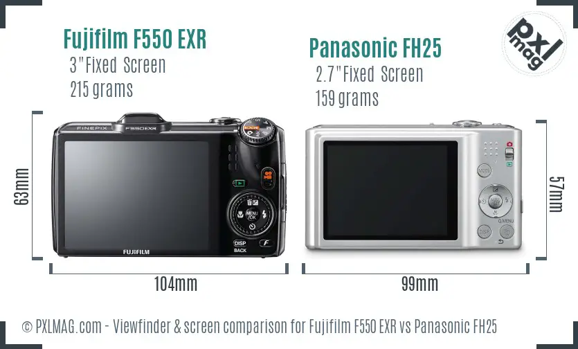 Fujifilm F550 EXR vs Panasonic FH25 Screen and Viewfinder comparison