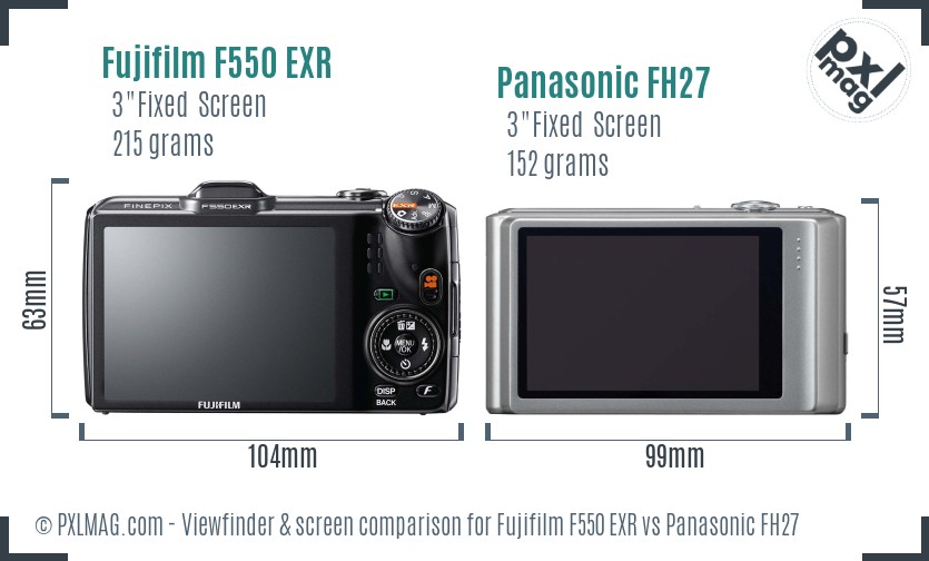Fujifilm F550 EXR vs Panasonic FH27 Screen and Viewfinder comparison