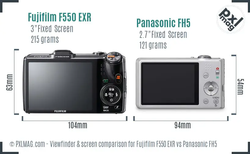 Fujifilm F550 EXR vs Panasonic FH5 Screen and Viewfinder comparison