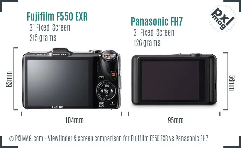 Fujifilm F550 EXR vs Panasonic FH7 Screen and Viewfinder comparison