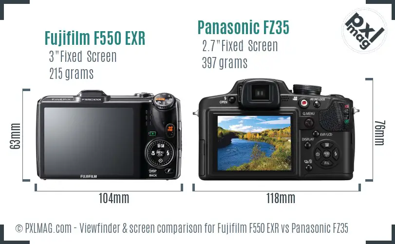 Fujifilm F550 EXR vs Panasonic FZ35 Screen and Viewfinder comparison