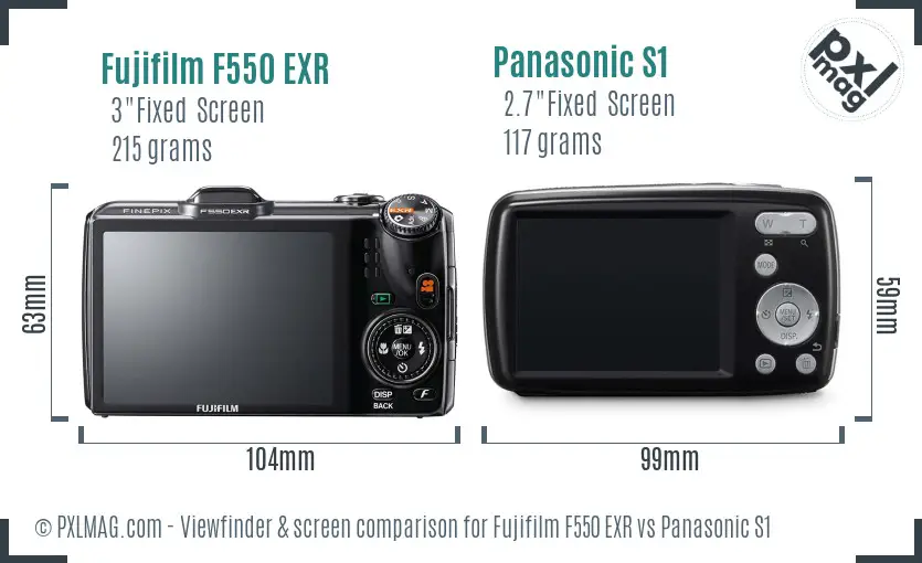 Fujifilm F550 EXR vs Panasonic S1 Screen and Viewfinder comparison Fujifilm F550 EXR vs Panasonic S1 Screen and Viewfinder comparison