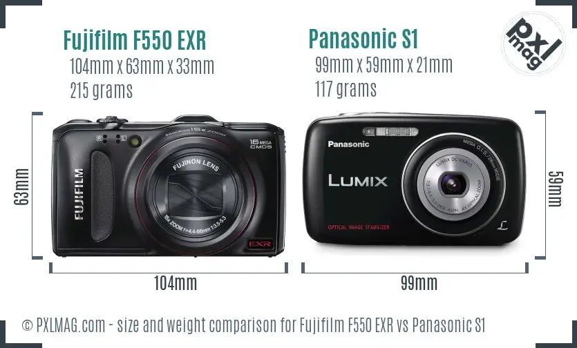Fujifilm F550 EXR vs Panasonic S1 size comparison Fujifilm F550 EXR vs Panasonic S1 size comparison