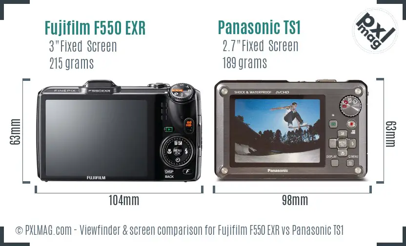 Fujifilm F550 EXR vs Panasonic TS1 Screen and Viewfinder comparison Fujifilm F550 EXR vs Panasonic TS1 Screen and Viewfinder comparison