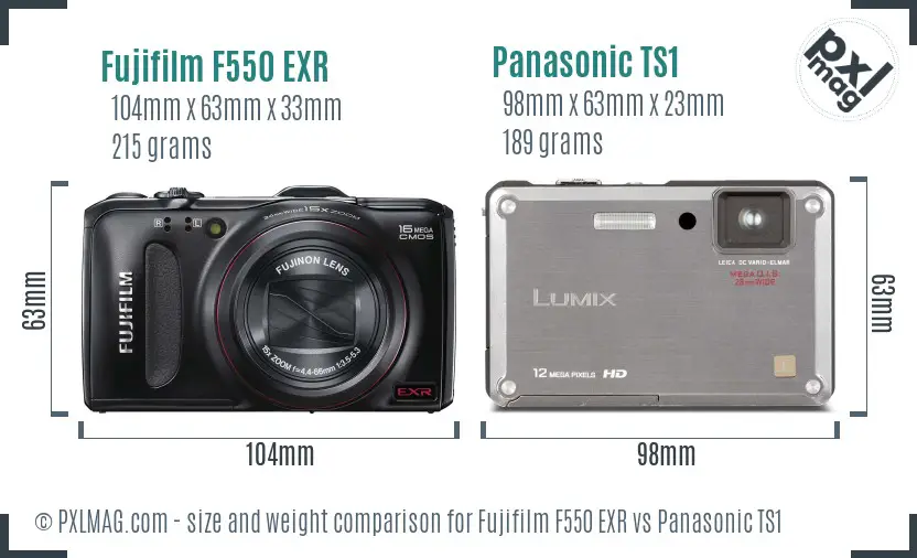 Fujifilm F550 EXR vs Panasonic TS1 size comparison Fujifilm F550 EXR vs Panasonic TS1 size comparison
