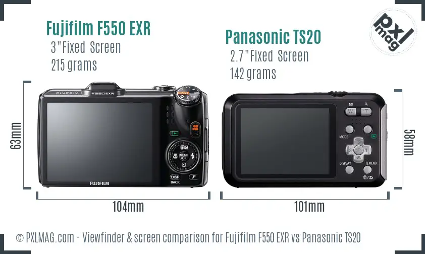 Fujifilm F550 EXR vs Panasonic TS20 Screen and Viewfinder comparison Fujifilm F550 EXR vs Panasonic TS20 Screen and Viewfinder comparison