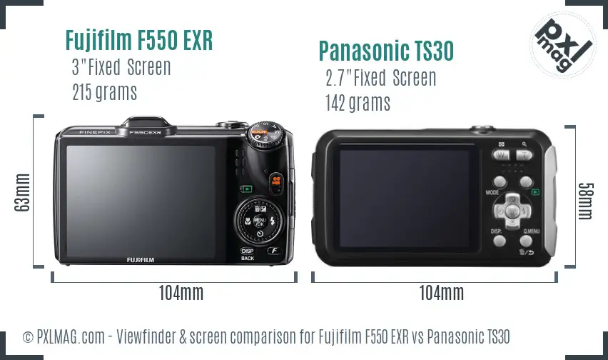 Fujifilm F550 EXR vs Panasonic TS30 Screen and Viewfinder comparison