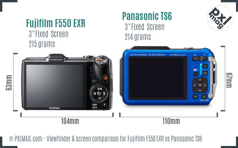 Fujifilm F550 EXR vs Panasonic TS6 Screen and Viewfinder comparison