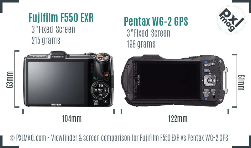 Fujifilm F550 EXR vs Pentax WG-2 GPS Screen and Viewfinder comparison
