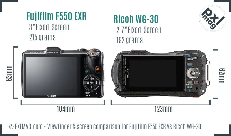 Fujifilm F550 EXR vs Ricoh WG-30 Screen and Viewfinder comparison