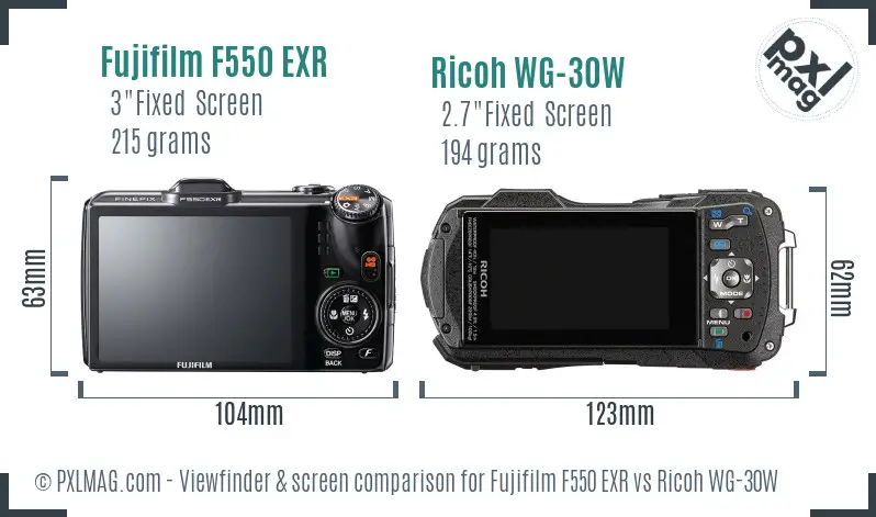 Fujifilm F550 EXR vs Ricoh WG-30W Screen and Viewfinder comparison Fujifilm F550 EXR vs Ricoh WG-30W Screen and Viewfinder comparison