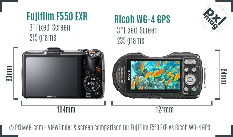 Fujifilm F550 EXR vs Ricoh WG-4 GPS Screen and Viewfinder comparison Fujifilm F550 EXR vs Ricoh WG-4 GPS Screen and Viewfinder comparison