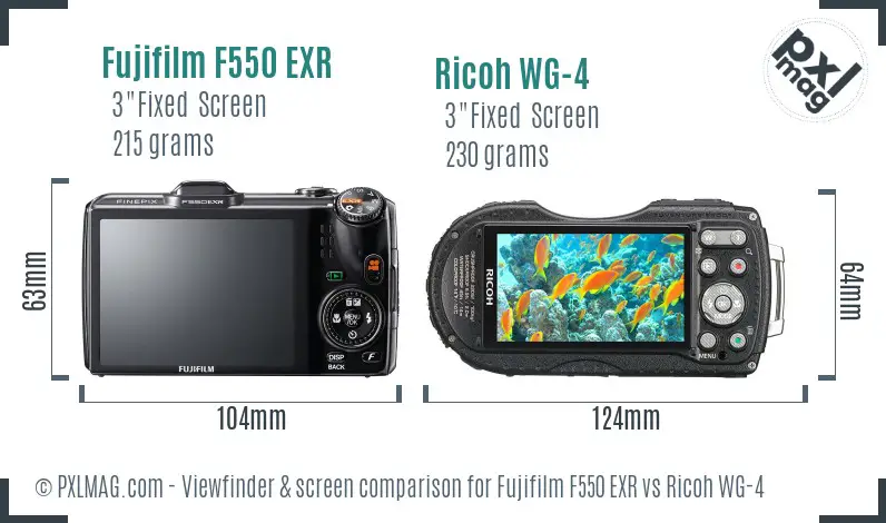 Fujifilm F550 EXR vs Ricoh WG-4 Screen and Viewfinder comparison Fujifilm F550 EXR vs Ricoh WG-4 Screen and Viewfinder comparison