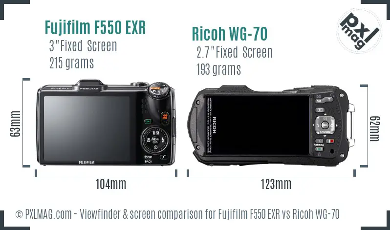 Fujifilm F550 EXR vs Ricoh WG-70 Screen and Viewfinder comparison