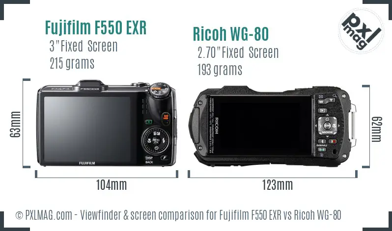 Fujifilm F550 EXR vs Ricoh WG-80 Screen and Viewfinder comparison