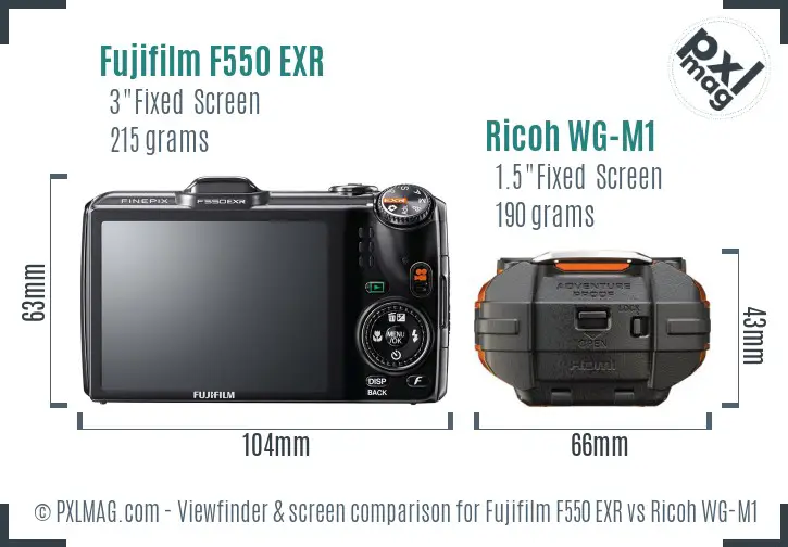Fujifilm F550 EXR vs Ricoh WG-M1 Screen and Viewfinder comparison