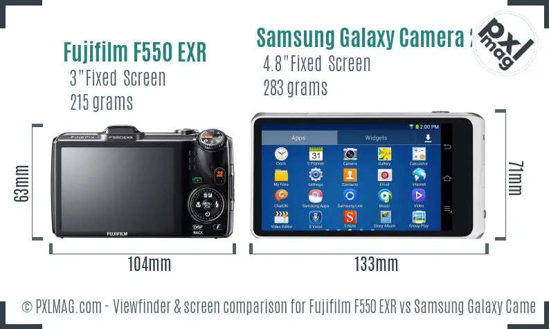 Fujifilm F550 EXR vs Samsung Galaxy Camera 2 Screen and Viewfinder comparison