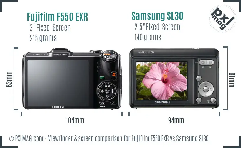 Fujifilm F550 EXR vs Samsung SL30 Screen and Viewfinder comparison Fujifilm F550 EXR vs Samsung SL30 Screen and Viewfinder comparison
