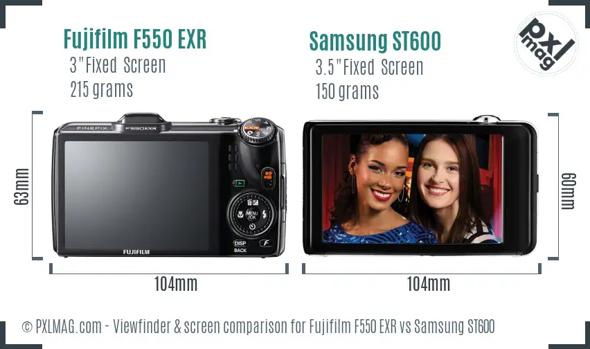 Fujifilm F550 EXR vs Samsung ST600 Screen and Viewfinder comparison Fujifilm F550 EXR vs Samsung ST600 Screen and Viewfinder comparison