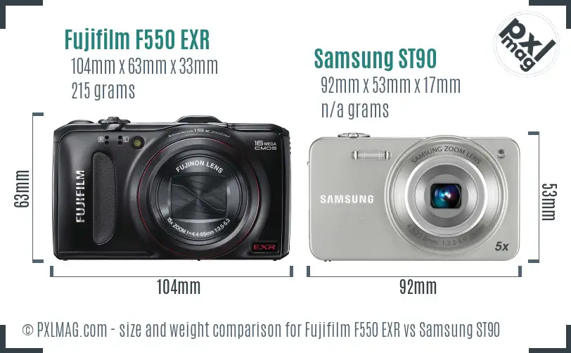 Fujifilm F550 EXR vs Samsung ST90 size comparison Fujifilm F550 EXR vs Samsung ST90 size comparison