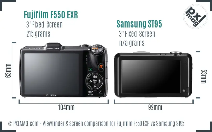 Fujifilm F550 EXR vs Samsung ST95 Screen and Viewfinder comparison