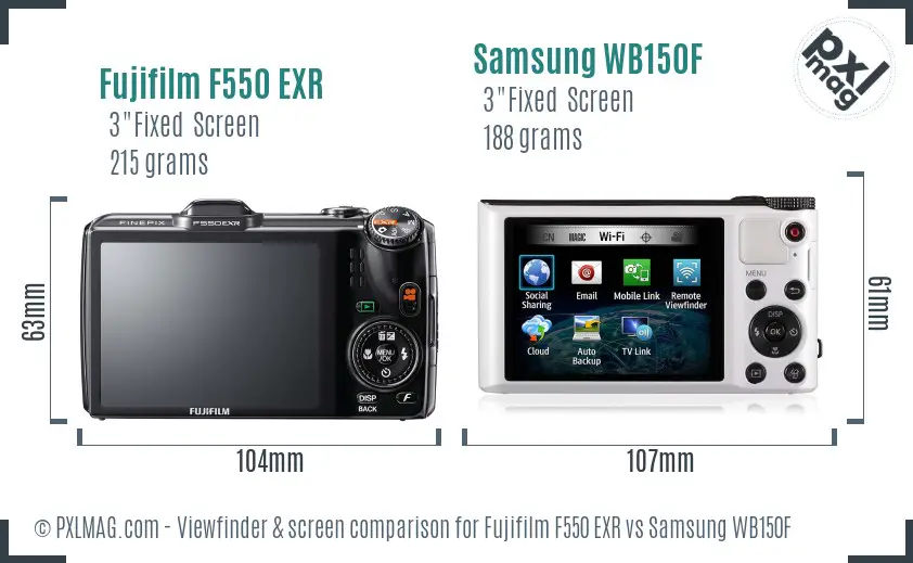 Fujifilm F550 EXR vs Samsung WB150F Screen and Viewfinder comparison Fujifilm F550 EXR vs Samsung WB150F Screen and Viewfinder comparison