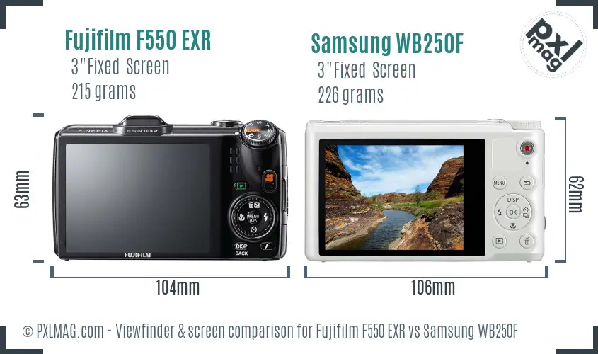 Fujifilm F550 EXR vs Samsung WB250F Screen and Viewfinder comparison Fujifilm F550 EXR vs Samsung WB250F Screen and Viewfinder comparison