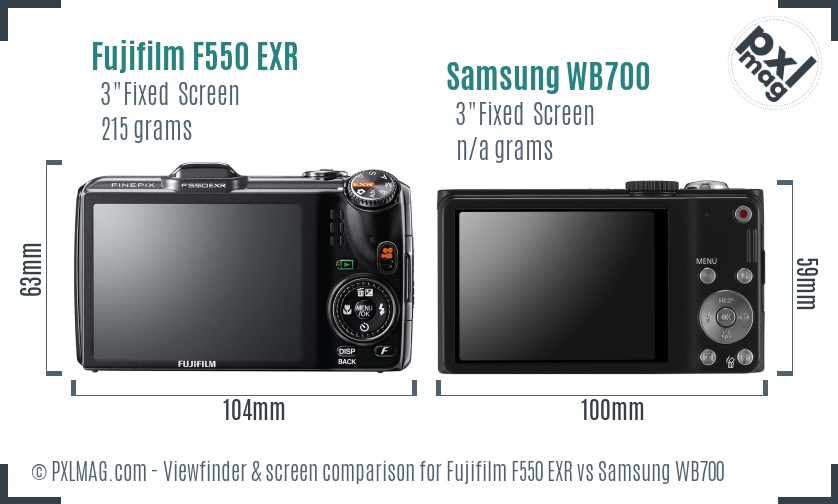 Fujifilm F550 EXR vs Samsung WB700 Screen and Viewfinder comparison