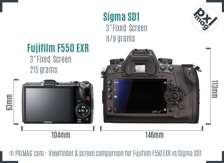 Fujifilm F550 EXR vs Sigma SD1 Screen and Viewfinder comparison