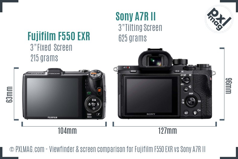 Fujifilm F550 EXR vs Sony A7R II Screen and Viewfinder comparison