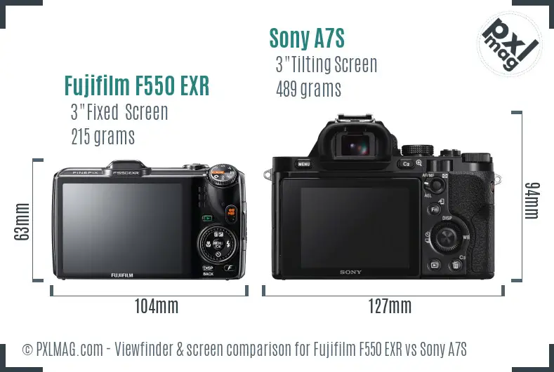 Fujifilm F550 EXR vs Sony A7S Screen and Viewfinder comparison