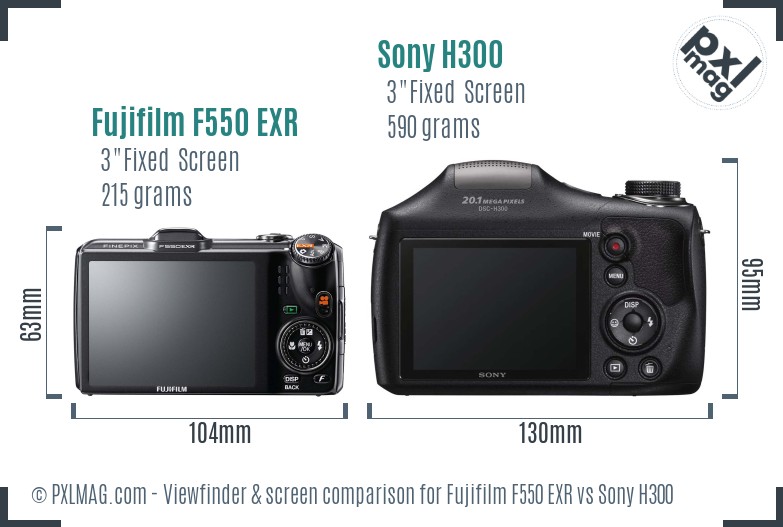 Fujifilm F550 EXR vs Sony H300 Screen and Viewfinder comparison