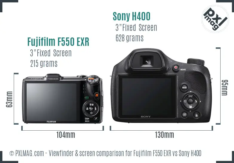 Fujifilm F550 EXR vs Sony H400 Screen and Viewfinder comparison
