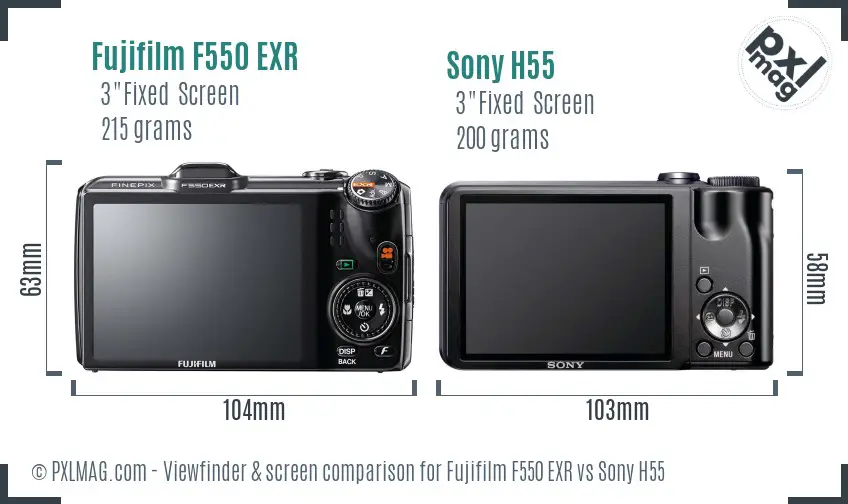 Fujifilm F550 EXR vs Sony H55 Screen and Viewfinder comparison