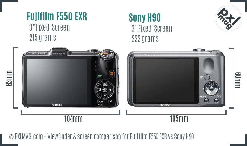 Fujifilm F550 EXR vs Sony H90 Screen and Viewfinder comparison Fujifilm F550 EXR vs Sony H90 Screen and Viewfinder comparison