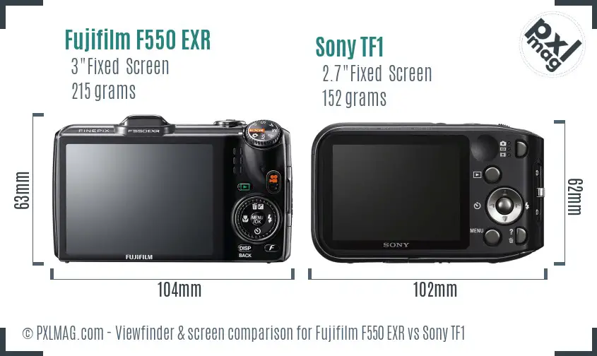 Fujifilm F550 EXR vs Sony TF1 Screen and Viewfinder comparison