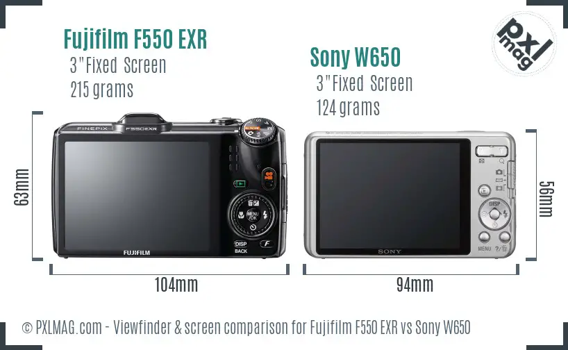 Fujifilm F550 EXR vs Sony W650 Screen and Viewfinder comparison Fujifilm F550 EXR vs Sony W650 Screen and Viewfinder comparison