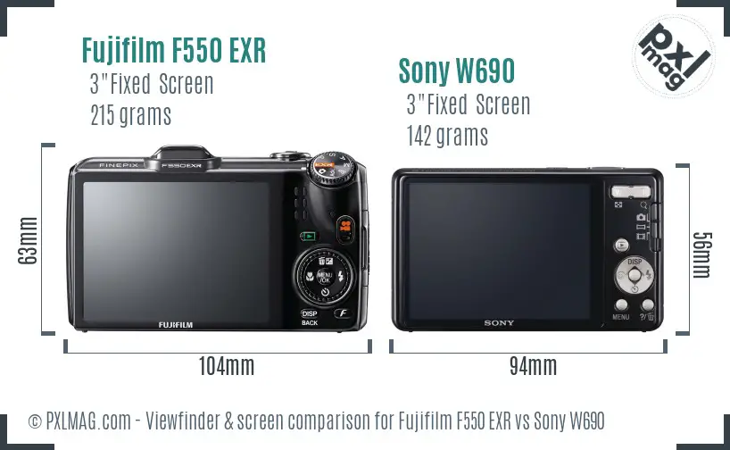 Fujifilm F550 EXR vs Sony W690 Screen and Viewfinder comparison