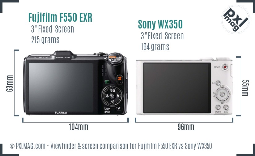 Fujifilm F550 EXR vs Sony WX350 Screen and Viewfinder comparison