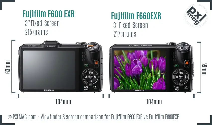 Fujifilm F600 EXR vs Fujifilm F660EXR Screen and Viewfinder comparison