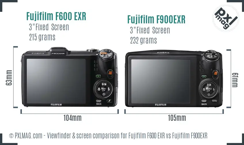 Fujifilm F600 EXR vs Fujifilm F900EXR Screen and Viewfinder comparison