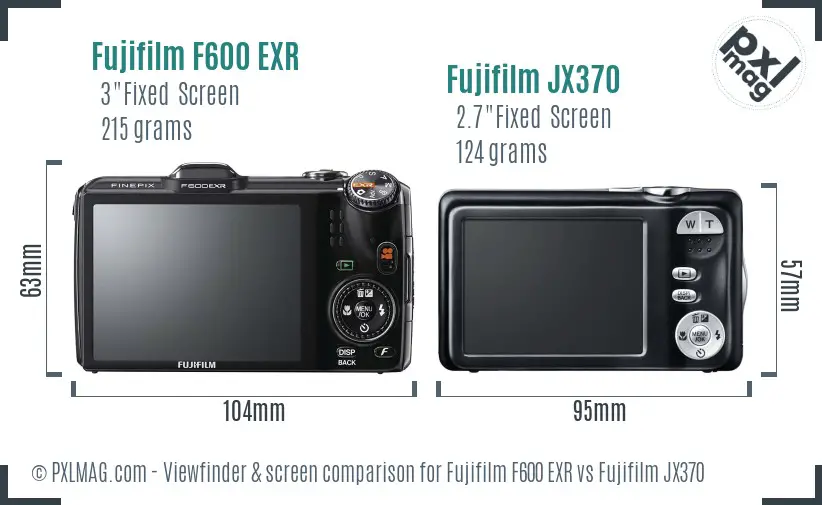 Fujifilm F600 EXR vs Fujifilm JX370 Screen and Viewfinder comparison