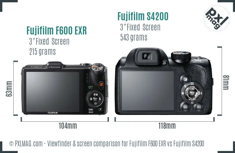 Fujifilm F600 EXR vs Fujifilm S4200 Screen and Viewfinder comparison