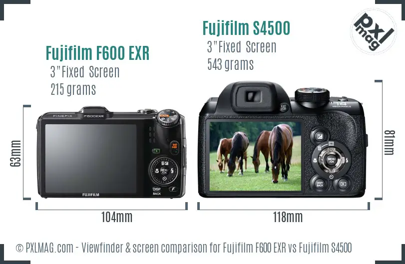 Fujifilm F600 EXR vs Fujifilm S4500 Screen and Viewfinder comparison