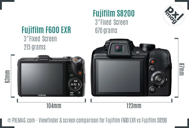 Fujifilm F600 EXR vs Fujifilm S8200 Screen and Viewfinder comparison Fujifilm F600 EXR vs Fujifilm S8200 Screen and Viewfinder comparison