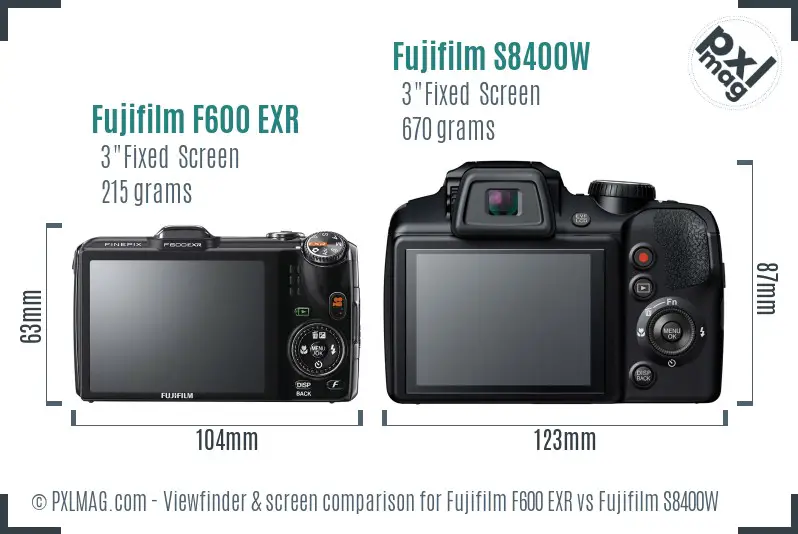 Fujifilm F600 EXR vs Fujifilm S8400W Screen and Viewfinder comparison Fujifilm F600 EXR vs Fujifilm S8400W Screen and Viewfinder comparison