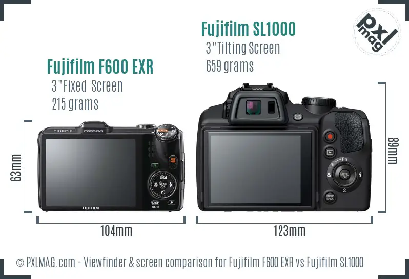 Fujifilm F600 EXR vs Fujifilm SL1000 Screen and Viewfinder comparison Fujifilm F600 EXR vs Fujifilm SL1000 Screen and Viewfinder comparison